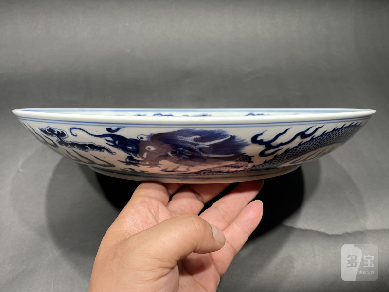 清光绪 青花双龙纹大盘 - 图5